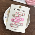 Juego de 5 pinzas para el cabello dulces con motivos florales y de cuadros - Serie Rosa
