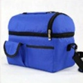 Dark blue insulated cooler bag with double-layer storage and adjustable shoulder strap - Dark Blue