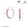 Detailed dimensions of 925 sterling silver earrings with 5A grade pink zircon stones - Silver/Pink Zirconia