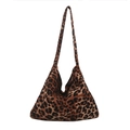 Grand sac cabas en toile à motif léopard pour femme avec un design d'épaule minimaliste - Marron