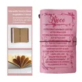 Pink leather A6 TN notebook for niece with engraved inspirational quote and side strap - To My Niece / Pink