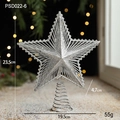 Silver hollow Christmas tree topper star with sparkling glitter finish and spiral base - Silver