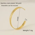 Adjustable 18K gold-plated stainless steel C-shaped cuff with hollow chain texture - Double Row Hollow Chain Style (ZXG666)