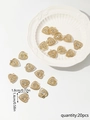Detailed view of 20 pieces heart shaped gold charms with sparkling crystals for DIY jewelry - Style 9 (Heart 1.8x1.4cm)