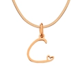 Rose gold letter C pendant necklace with heart detail on a flat snake chain - Letter C / Rose Gold
