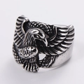 Vintage punk style 304 stainless steel eagle ring with oxidized finish for men - Vintage Eagle Wing Style (Style F)