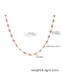 Collana con occhio del diavolo rosa in acciaio inossidabile, finitura a olio, 45cm - Stile Minimalista Smaltato Viola (P1528-Collana Dorata Smaltata Viola-45+5cm)