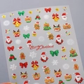 Autocollants 3D pour ongles de Noël avec Père Noël et renne, effet relief argenté - M-741 Dorure Argentée + Colle Gelée
