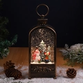 Dettaglio di una lanterna natalizia vintage con scena di pupazzo di neve ed effetti luce - Pupazzo di Neve di Natale (D2-2 Lanterna Piatta)