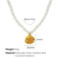 Freshwater pearl necklace with gold shell pendant and colorful rhinestones, 35+7cm length - Multi-color Shell Pendant + Freshwater Pearl Chain