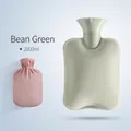 Bolsa de agua caliente de PVC 2000ml verde frijol con funda de felpa rosa suave - 2000ml Verde Alubia + Funda de Terciopelo Cristal Suave