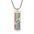 Silver stainless steel dog tag necklace with rainbow stripes and Pride engraving - Silver PRIDE Stripe Style (KP100470)