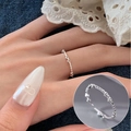 Vintage silver hollow flower bow open ring with delicate beaded edges for women - Ultra Slim Bow Bead(JZ7713)