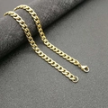 Polished gold-plated Cuban link chain necklace with intricate hip-hop style textures - Gold 7mm*60cm Cuban Chain