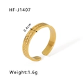 Adjustable 18k gold plated stainless steel ring with woven wheat ear texture - Woven Wheat Ear Style (HF-J1407)