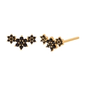 Gold star earrings with black stones and S925 silver needles for women luxury look - Black Gold