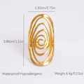 Irregular 18K gold plated titanium steel spiral ring with oval hollow design for women - Adjustable Open / Style JZ21101-Long Spiral