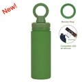 Matte green stainless steel sports bottle with magnetic booster ring handle stand - Army Green