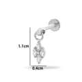 Silver G23 titanium labret stud with a clover pendant featuring zircon marquise crystals - Clover Flower Pendant Style (T2513-5#) / Silver
