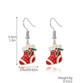 Christmas stocking hook earrings in festive red and green enamel with detailed size labels - Boot Ear Hooks (E2308-5)