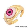 Pink evil eye copper ring with adjustable gold plating and micro-inlay details - Pink - Evil Eye
