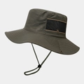 Dettaglio cappello da sole con inserti in rete e sottogola regolabile per esterno - M (56-58cm) / Verde Militare