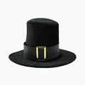 Cappello a cilindro nero in feltro con nastro decorativo e fibbia metallica dorata lucida - Adulto / Nero