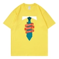 Bright yellow cotton T-shirt featuring Happy Father's Day print and tie graphic - XS / Style 318 / Yellow