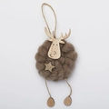 Renna decorativa in feltro di lana fatta a mano con testa in legno e stella dorata - Pecora Marrone