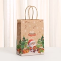 Weihnachts-Geschenktüte aus braunem Kraftpapier mit Weihnachtsmann und Handgriffen - 045-1 Weihnachtsmann (21*15*8cm)