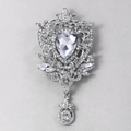 Vintage silver-tone brooch with luxury crystals and hollow retro design for women - XD7407-Silver Hollow Pear Court