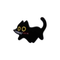 Niedliche Emaille-Anstecknadel: Schwarze Katze mit gelben Augen und silbernem Messer - Schwarze Katze mit Messer Stil(QHXZ332)