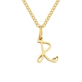 Golden stainless steel letter R pendant necklace with delicate heart charm detail - Letter R (R-Gold) / Gold