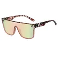 Fashionable flat top oversized sunglasses with tortoiseshell frames and pink gradient lenses - E10 Leopard Frame / Pink Gold Gradient Mirror