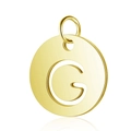Pendentif rond en acier inoxydable doré avec découpe de la lettre G pour bijoux - Or Lettre Creuse G (T514G-G)