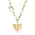 Collier avec pendentif coeur doré aux motifs floraux vintage et chaîne à maillons - Collier Doré (KN87141-Z)