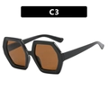 Occhiali da sole esagonali oversize con montatura nera lucida e lenti sfumate marroni - Nero Lucido / Lenti Tè