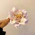 Detail of elegant gradient pink fabric rose petal texture on a floral hair clip accessory - Light Pink Rose Duckbill Clip (72#)