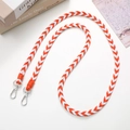 Orange and white gradient braided rope shoulder strap with silver lobster clasps for bags - 12mm Width / Orange
