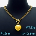 Goldene Doppelketten-Halskette mit glänzendem Kugelanhänger auf Büste - Goldene Halskette (KN225108-Z)