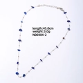 Minimalist stainless steel necklace with irregular blue stone beads and 45cm silver chain - Lapis Lazuli