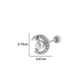Silver crescent moon stud earring with pearl and cubic zirconia, screw back closure - 4# Moon Pearl Style / Silver