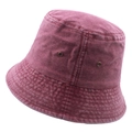 Vintage washed dark red cotton bucket hat with metallic eyelets and foldable brim - Burgundy