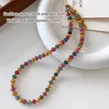 Multicolor tiger eye beaded necklace with gold spacers and 39cm length chain - Abacus Bead Tourmaline Necklace XL0712