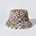 Detailed view of thick gradient leopard print faux fur texture on this winter bucket hat - M (56-58cm) / No.1 (Dark Leopard)