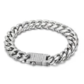Silbernes Panzerarmband für Herren mit funkelndem Verschluss mit Diamanten - Stahlfarbenes Armband (KB149767-KFC)