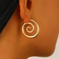 Boucles d'oreilles spirale dorées pour femmes avec finition en métal poli haut de gamme - Boucles d'oreilles en acier inoxydable or KC (6534)