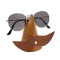 Support à lunettes créatif en cuir avec design de nez et moustache pour le bureau - Brun Clair + Moustache Brun Foncé