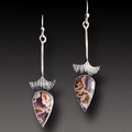Vintage geometric colorful enamel earrings with teardrop stone in a retro floral style - S609 Purple Vein Waterdrop