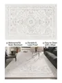 Tappeto vintage francese impermeabile grigio chiaro con eleganti decori floreali - 140*200cm / Fiore Eterno